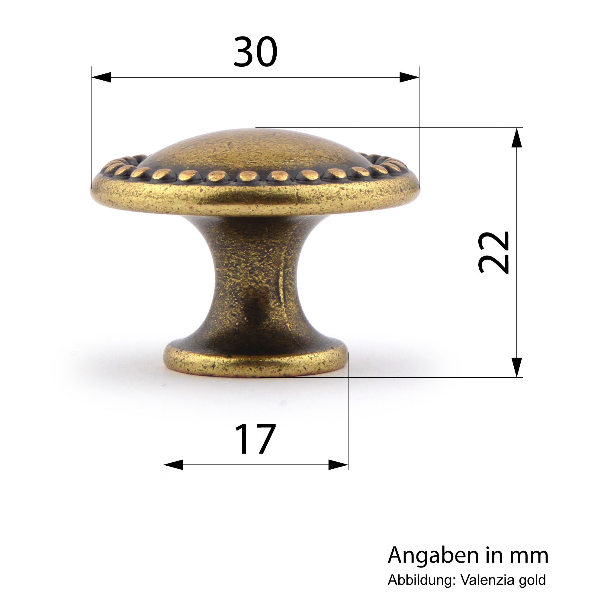 Knopf Ø 30mm Louis XVI Valenzia gold groß