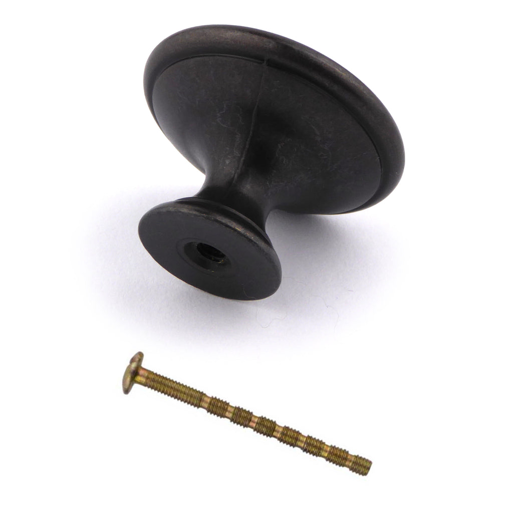 Landhausstil Ø 34mm Porzellanknopf weiß mit Rand Country Bronze