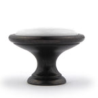 Landhausstil Ø 34mm Porzellanknopf weiß mit Rand Country Bronze