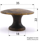 Knopf REGENCY 35 mm Messing Antik