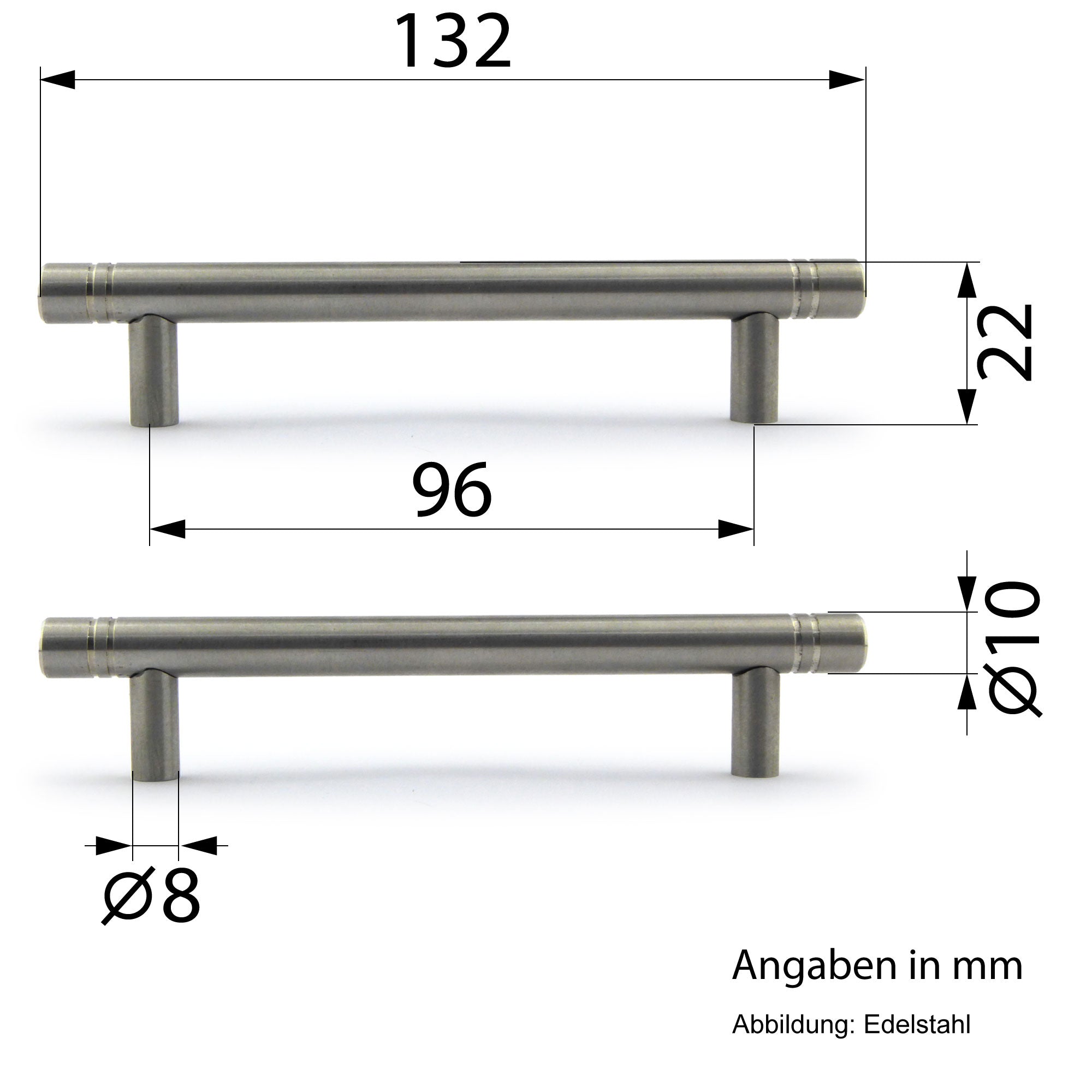 Küchengriff Edelstahl TEMPIC 96 mm