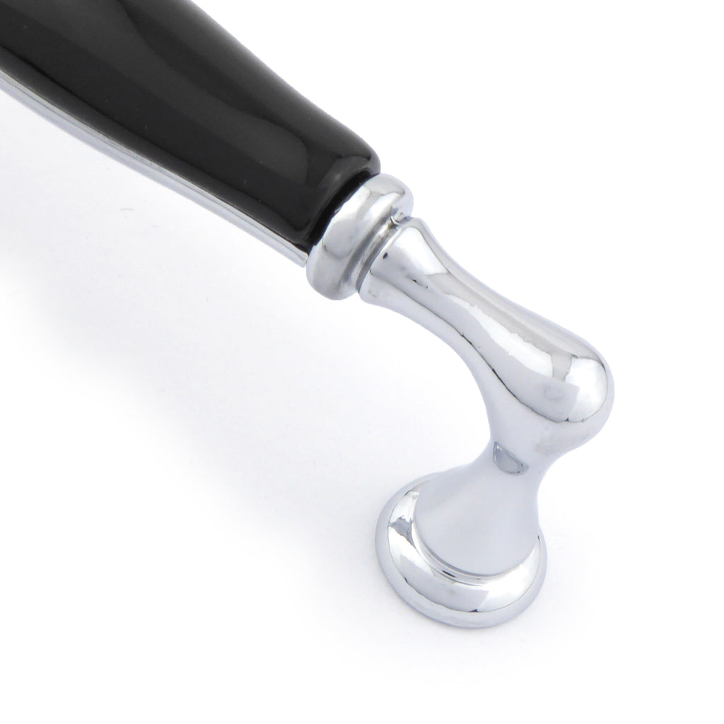 Landhausstil Küchengriff Porzellan ROMANTIC klein schwarz Chrom poliert