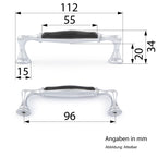 Landhausstil Küchengriff Porzellan ROMANTIC klein schwarz Chrom poliert