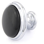 Porzellanknopf Ø 35mm ROMANTIC groß schwarz Chrom poliert