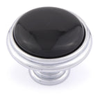 Porzellanknopf Ø 35mm ROMANTIC groß schwarz Chrom poliert