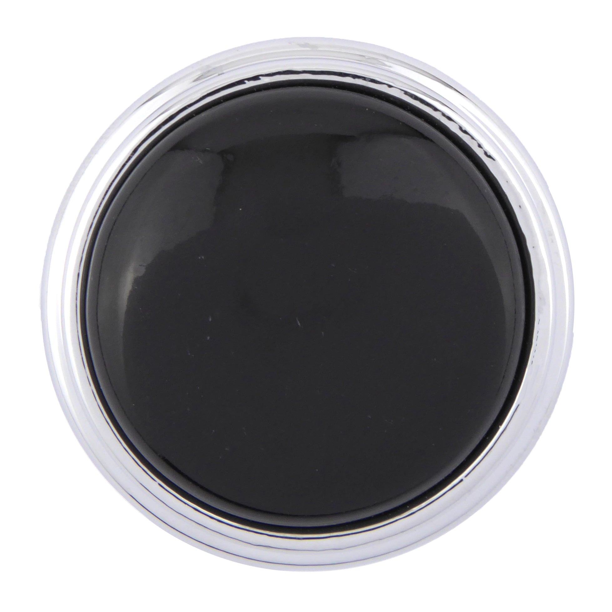 Porzellanknopf Ø 35mm ROMANTIC groß schwarz Chrom poliert