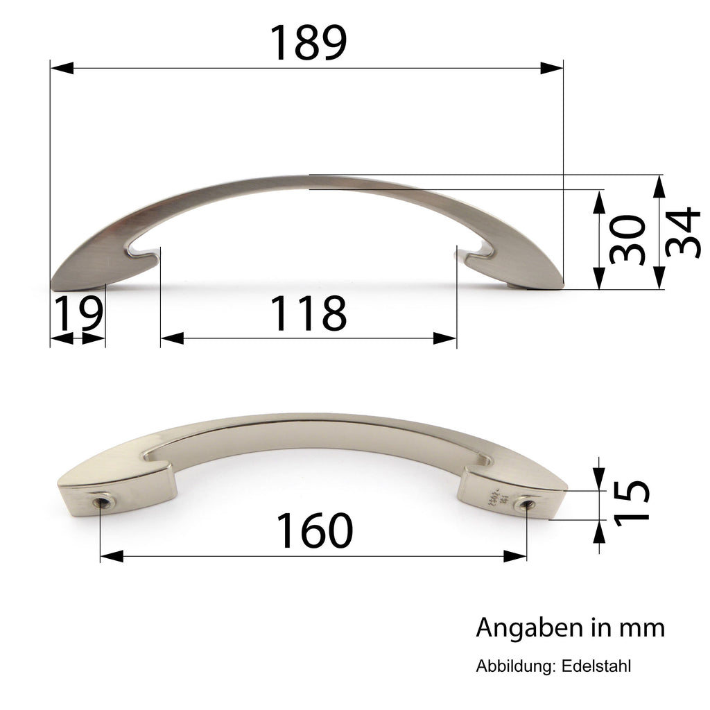 Möbelgriff Quill 189 mm Edelstahleffekt