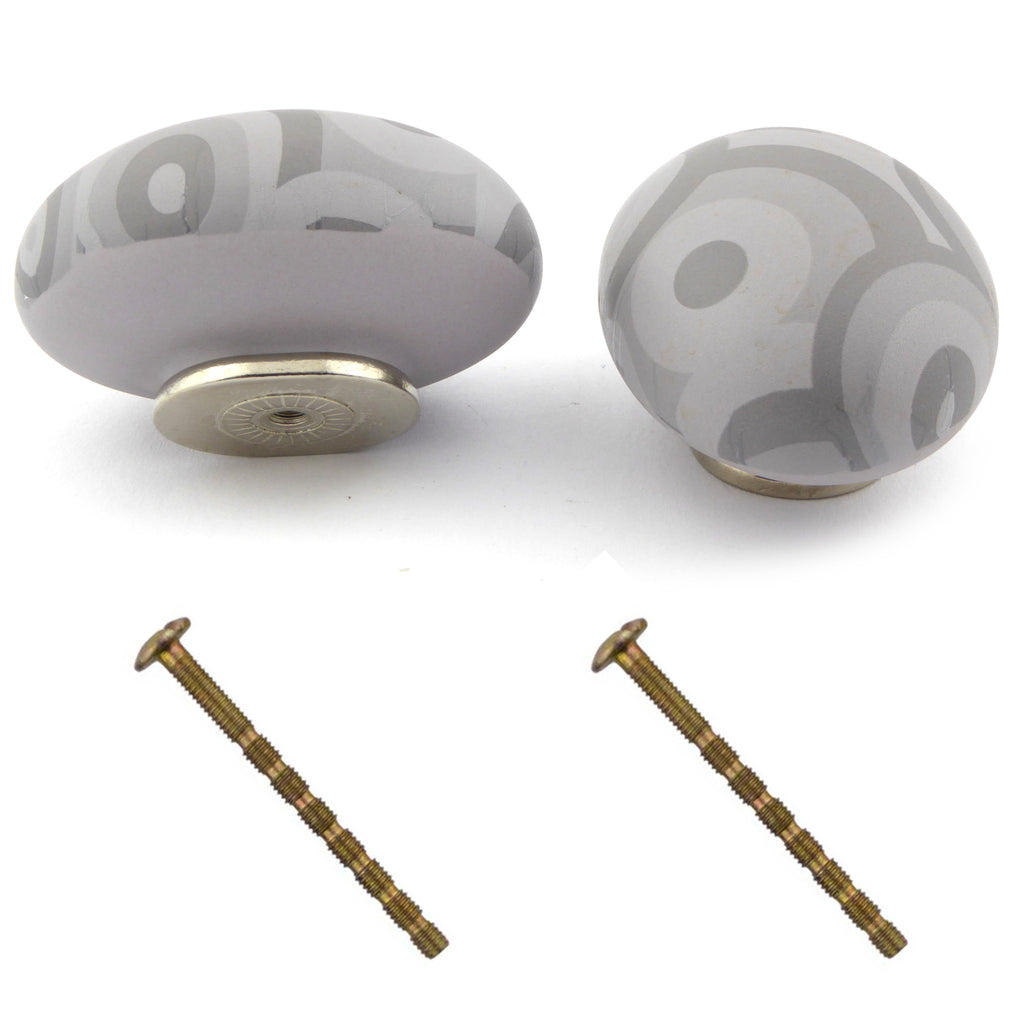 Potpourri Porzellanknopf RETRO grau Set 2-teilig