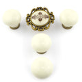 Potpourri Porzellanknöpfe Set 5-teilig creme/Messig Florence