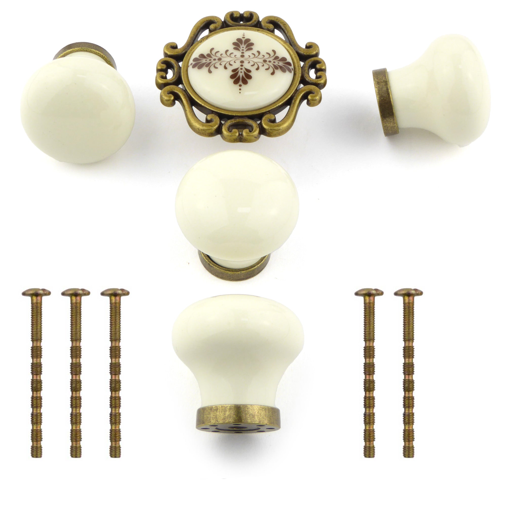 Potpourri Porzellanknöpfe Set 5-teilig creme/Messig Florence