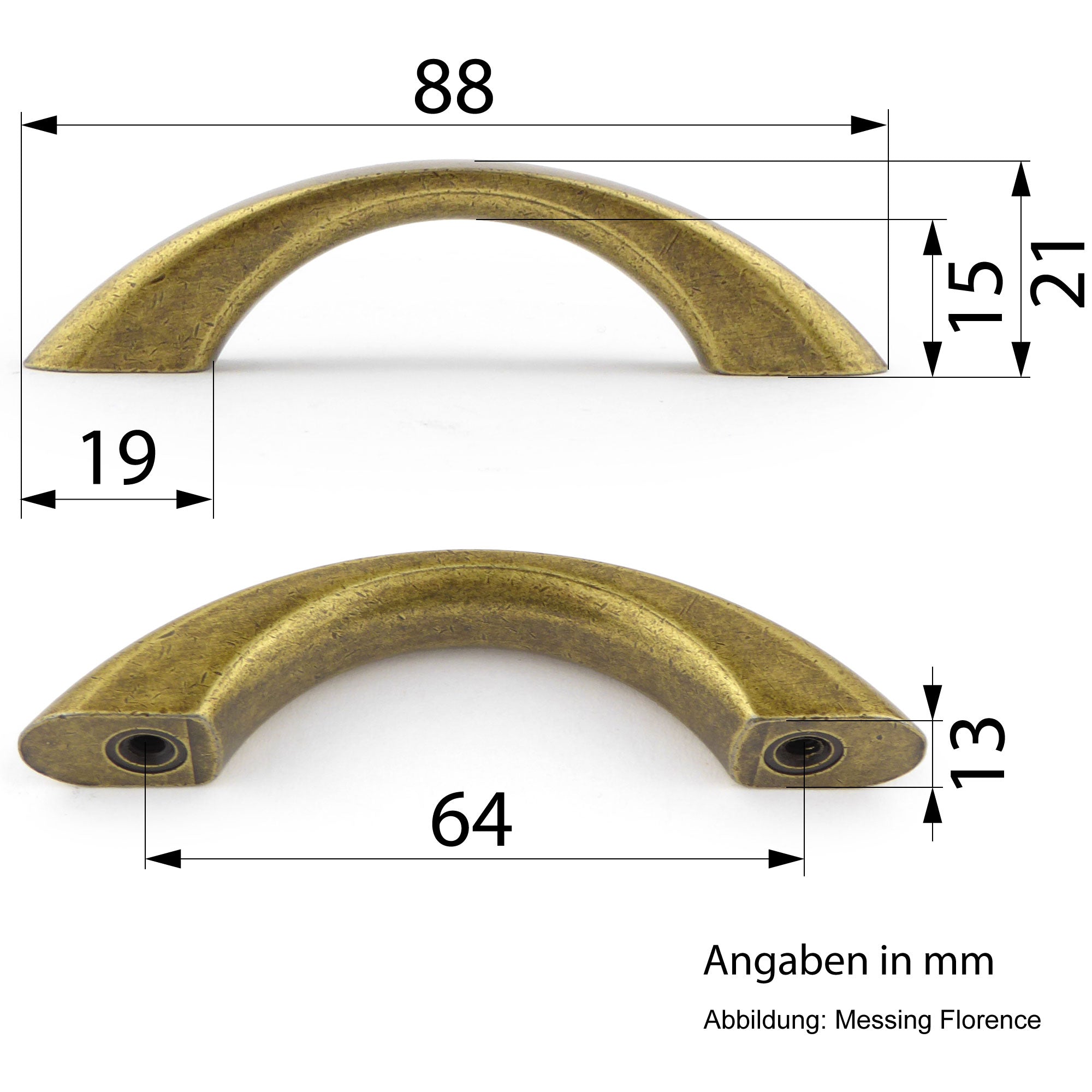 Möbelgriffe CREMONA 88mm altsilbern