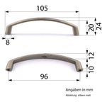 Bogengriff silbern matt mit Gravur klein