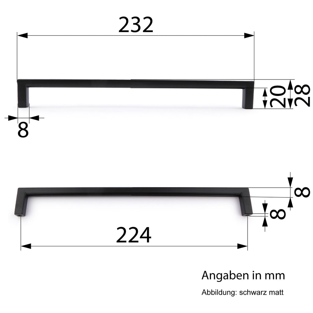 Möbelgriff Dukono 224 mm schwarz matt