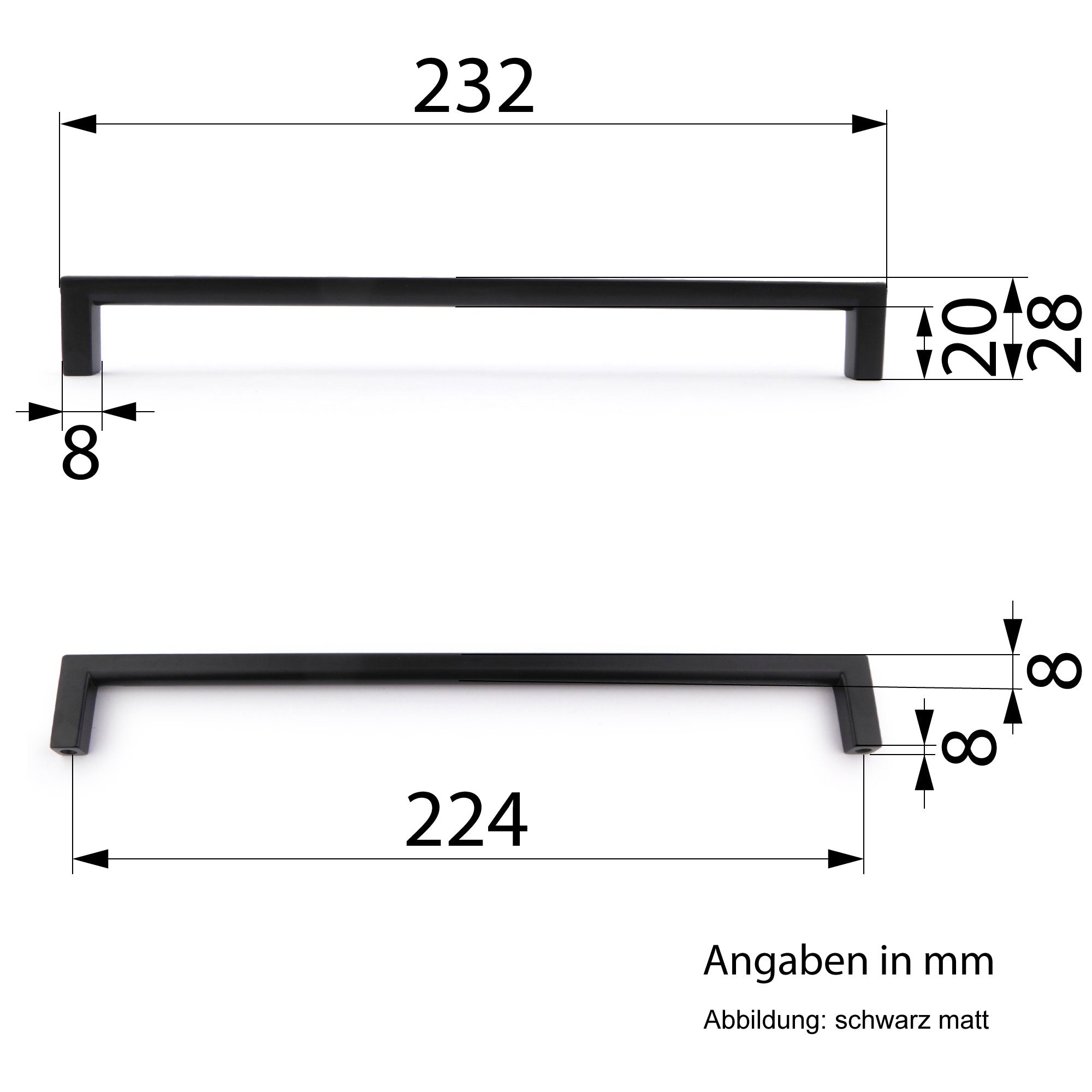 Möbelgriff Dukono 224 mm schwarz matt