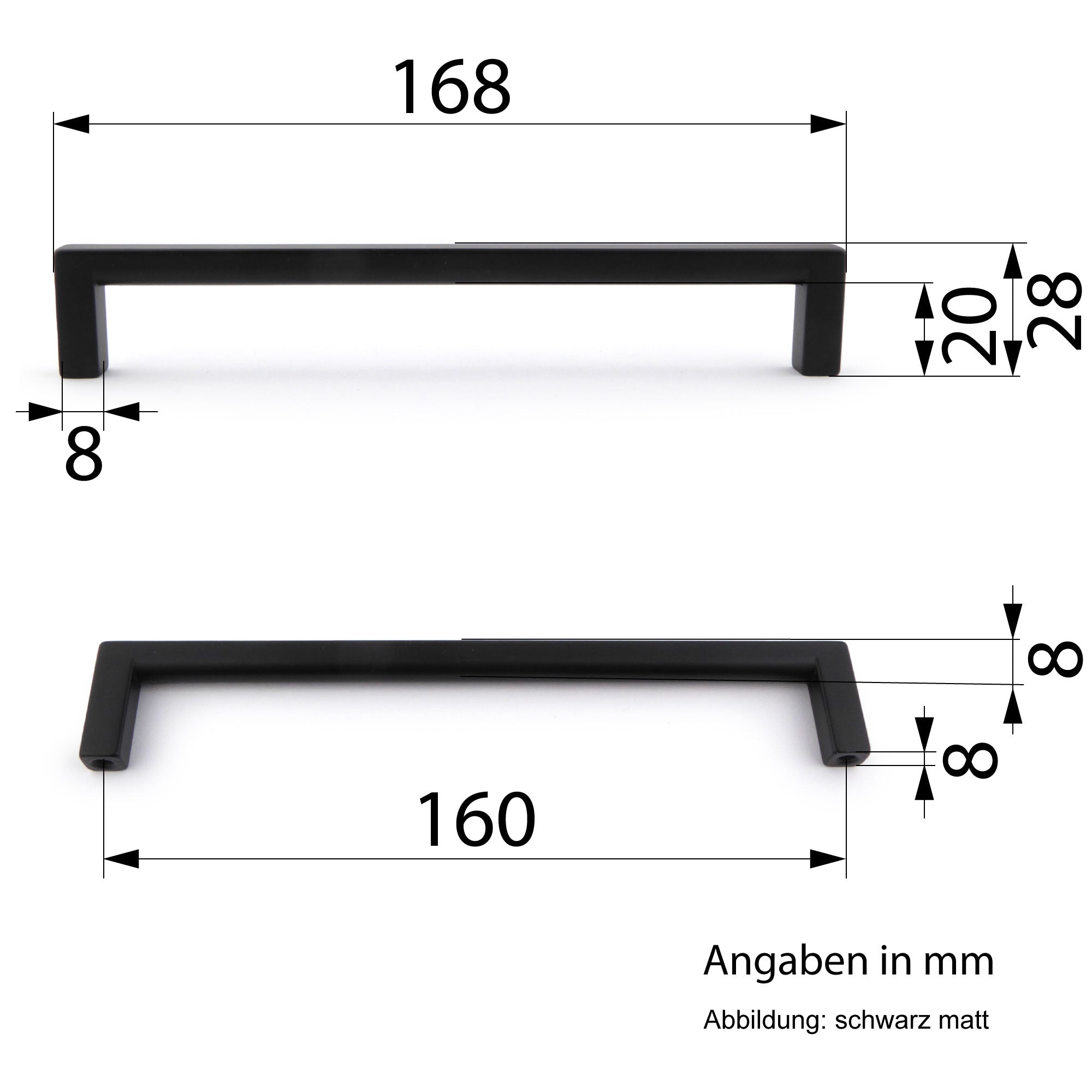 Möbelgriff Dukono 168 mm schwarz matt
