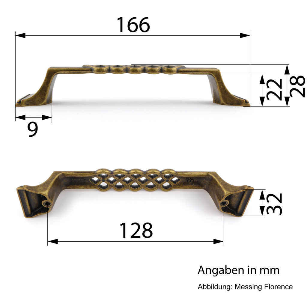 Möbelgriffe Arts - Crafts Messing Florence 166 mm