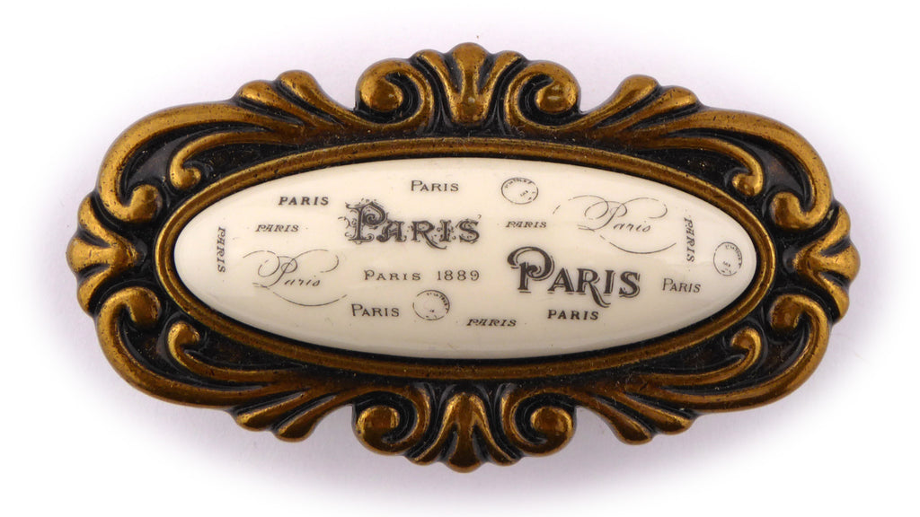 Möbelknauf SANTI Paris mit Porzellan-Inlay Vintage golden