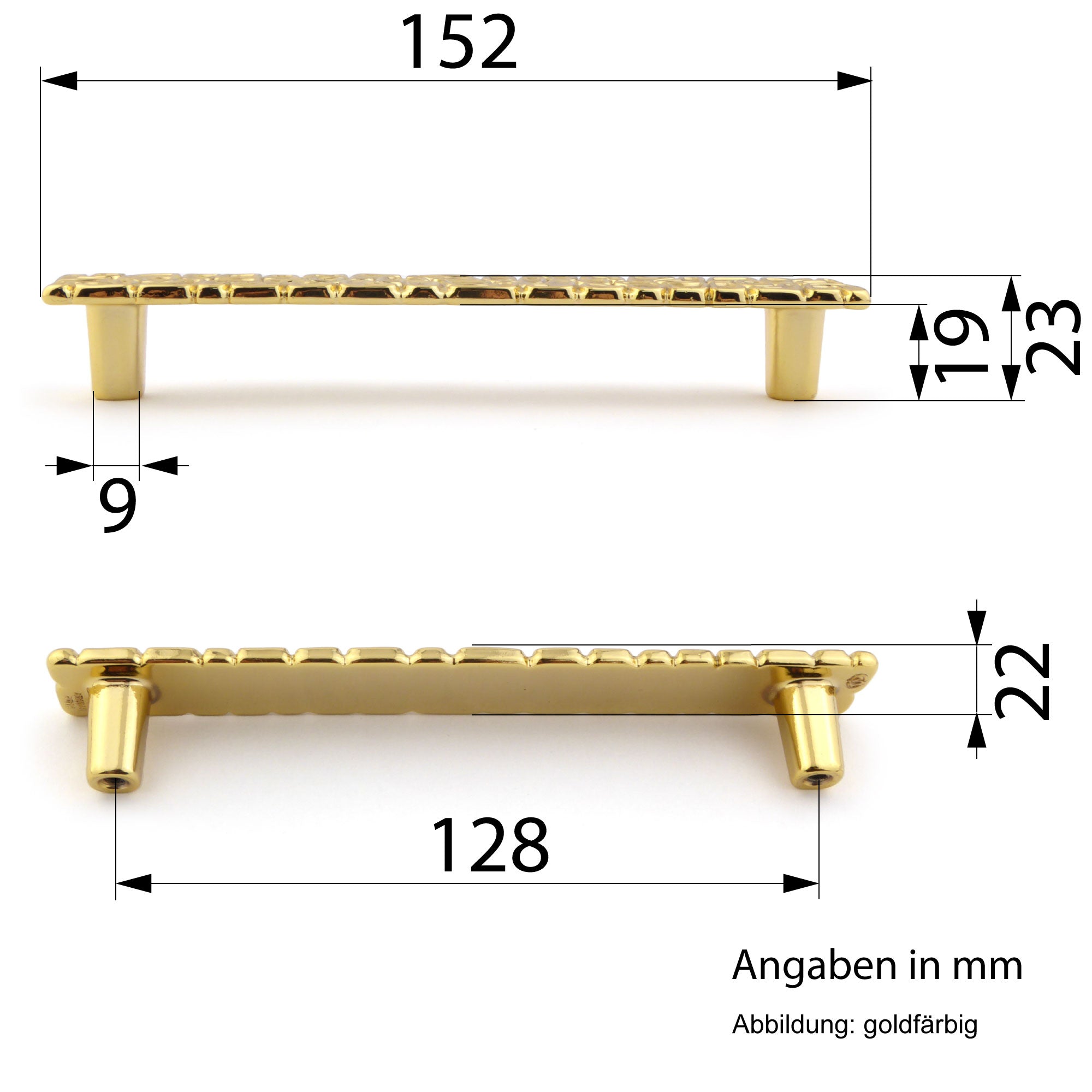 Möbelgriff Queen 128mm goldfarben