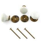Potpourri Porzellanknöpfe mit gerillter Unterlegsplatte Set 6-teilig weiß