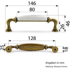 Landhausstil Küchengriff Porzellan AMBRA groß creme