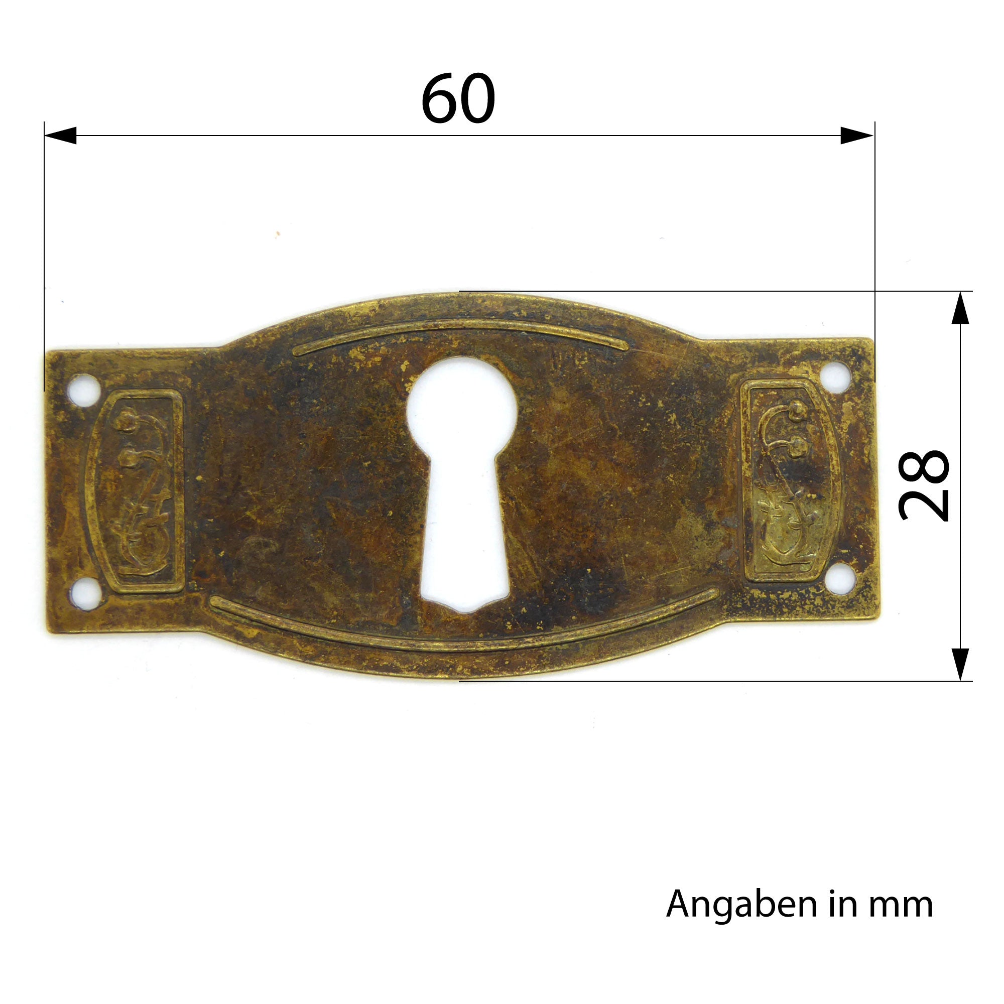 Schlüsselblatt Jugendstil Messing klein