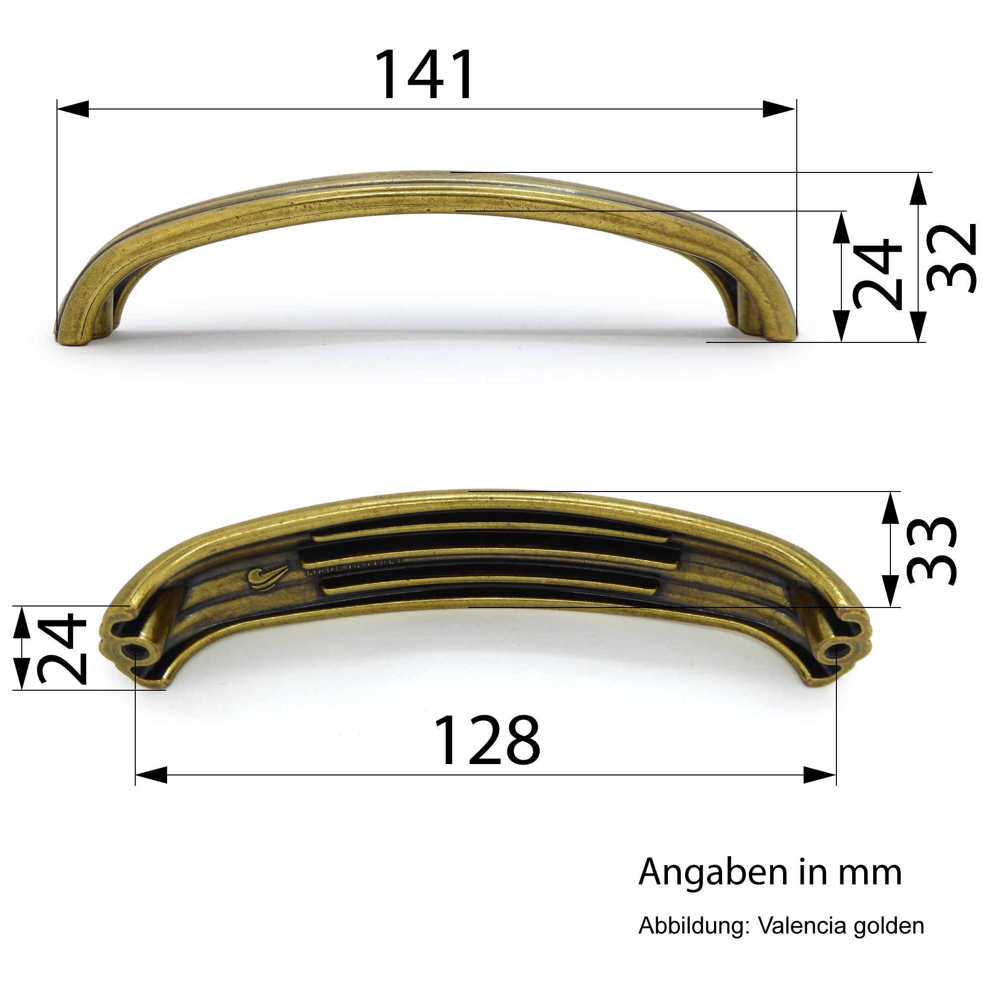 Möbelgriffe SHAPES 128 mm Valenzia golden