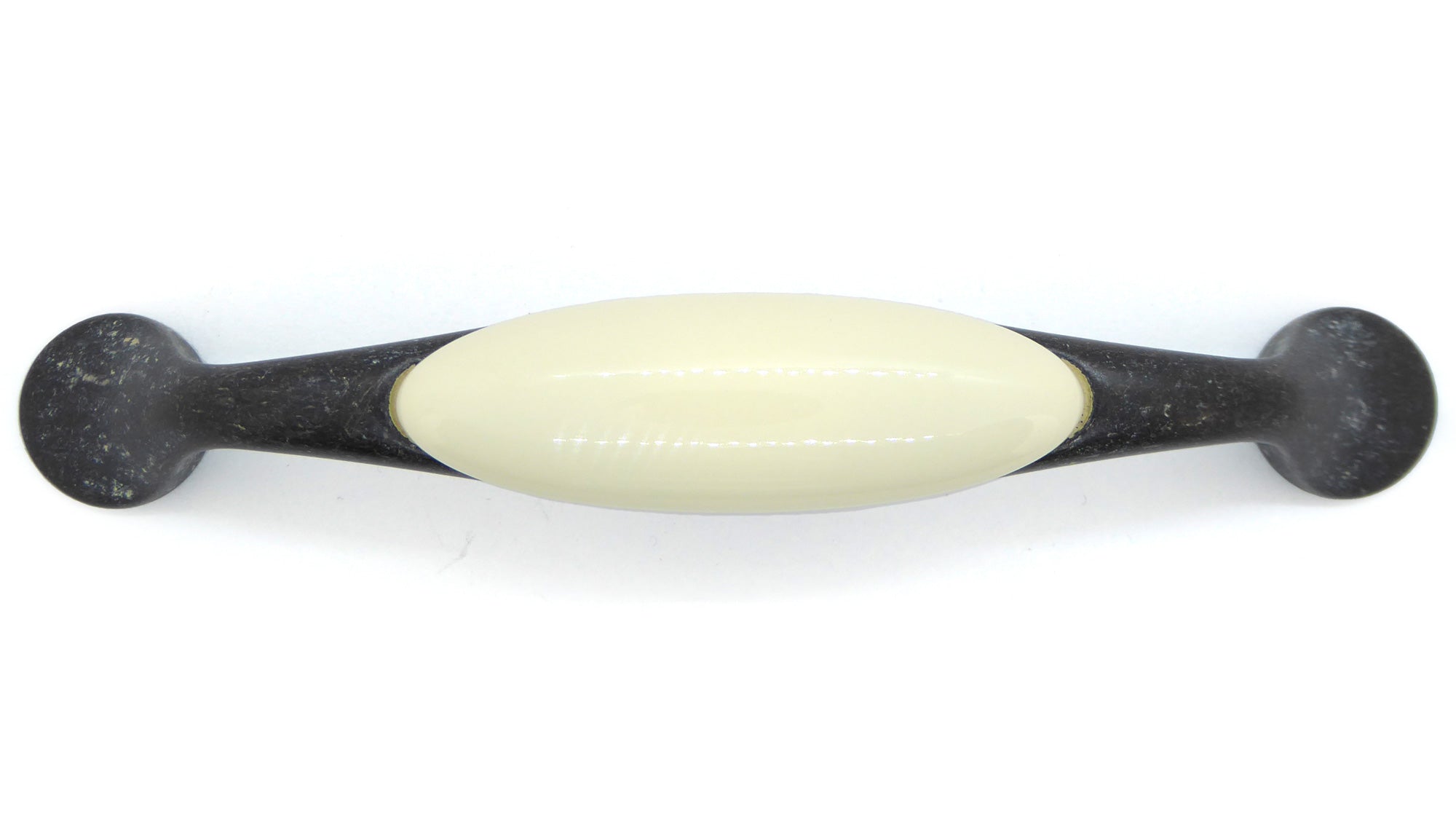 Landhausstil Bogengriffe mit Porzellan-Inlay creme Vintage Schwarz Avorio