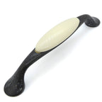 Landhausstil Bogengriffe mit Porzellan-Inlay creme Vintage Schwarz Avorio