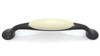 Landhausstil Bogengriffe mit Porzellan-Inlay creme Vintage Schwarz Avorio