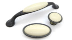 Landhausstil Ø 34mm Porzellanknopf cremefarben mit Rand Avorio