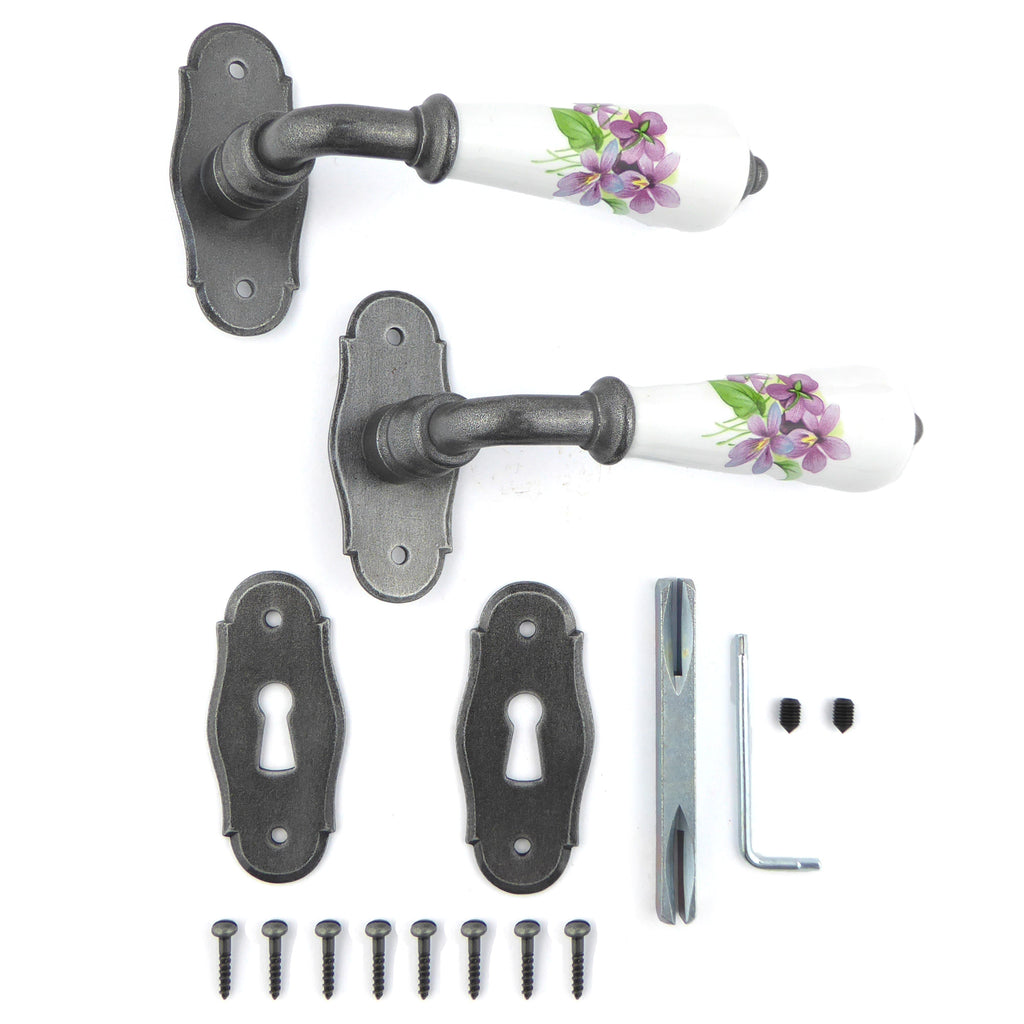 Set Türgriffe Innentüre Landhaus Porzellan CANON Veilchen