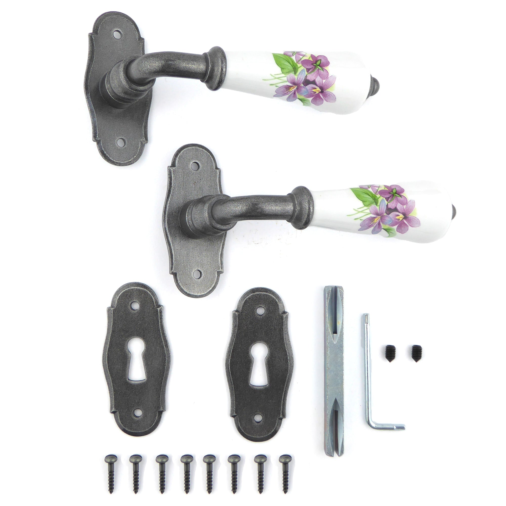 Set Türgriffe Innentüre Landhaus Porzellan CANON Veilchen