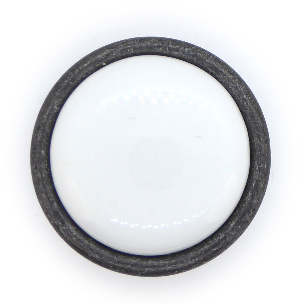 Landhausstil Ø 34mm Porzellanknopf weiß mit Rand Avorio
