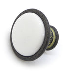 Landhausstil Ø 34mm Porzellanknopf weiß mit Rand Avorio