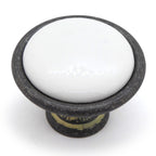 Landhausstil Ø 34mm Porzellanknopf weiß mit Rand Avorio