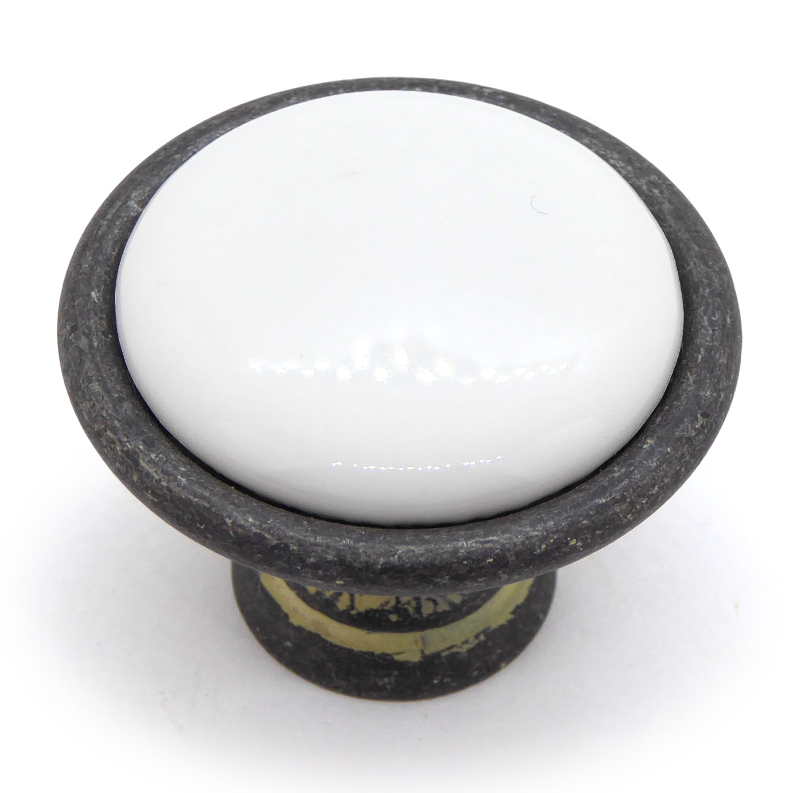 Landhausstil Ø 34mm Porzellanknopf weiß mit Rand Avorio