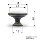 Landhausstil Ø 34mm Porzellanknopf weiß mit Rand Avorio
