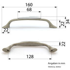 Landhausstil Bogengriffe mit Porzellan-Inlay weiß altsilbern