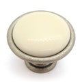 Landhausstil Ø 34mm Porzellanknopf cremefarben mit Rand altsilbern