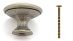 Landhausstil Ø 34mm Porzellanknopf cremefarben mit Rand altsilbern
