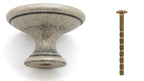 Landhausstil Ø 34mm Porzellanknopf weiß mit Rand altsilbern