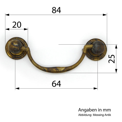 Griff Landhausstil Messing Antik klein