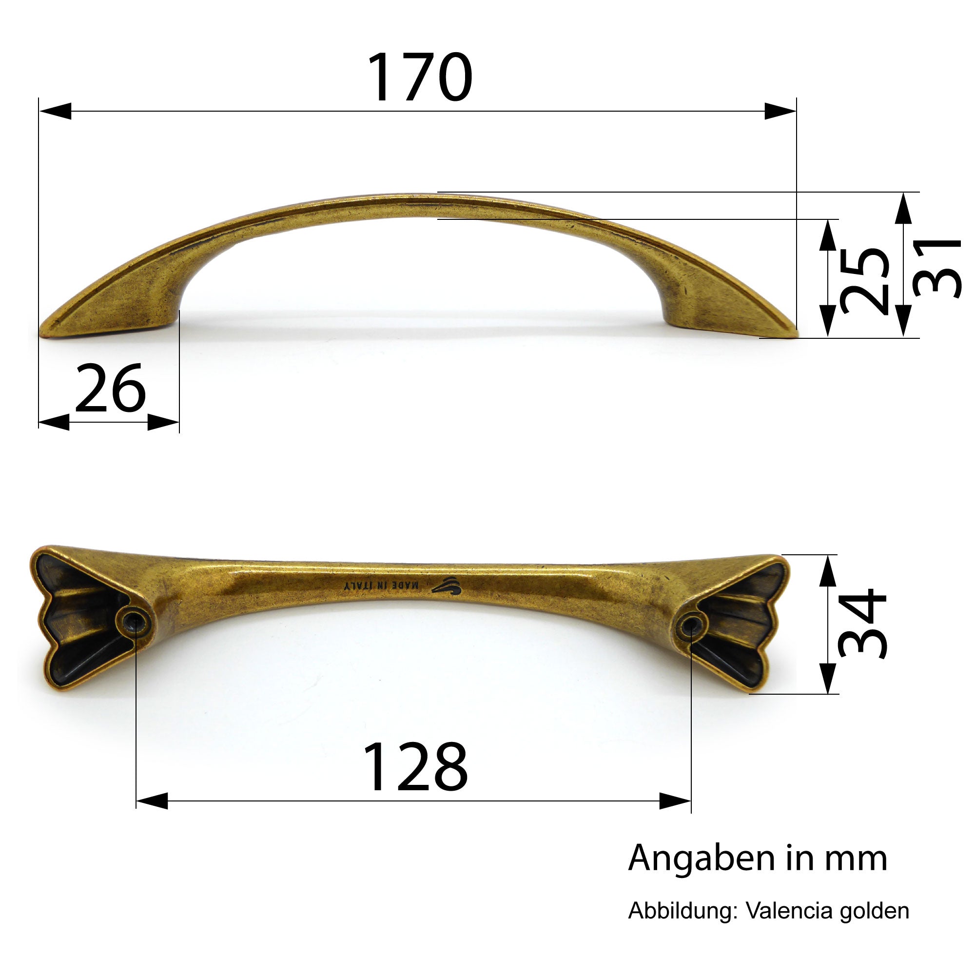 Möbelgriffe Natura Valenzia Gold