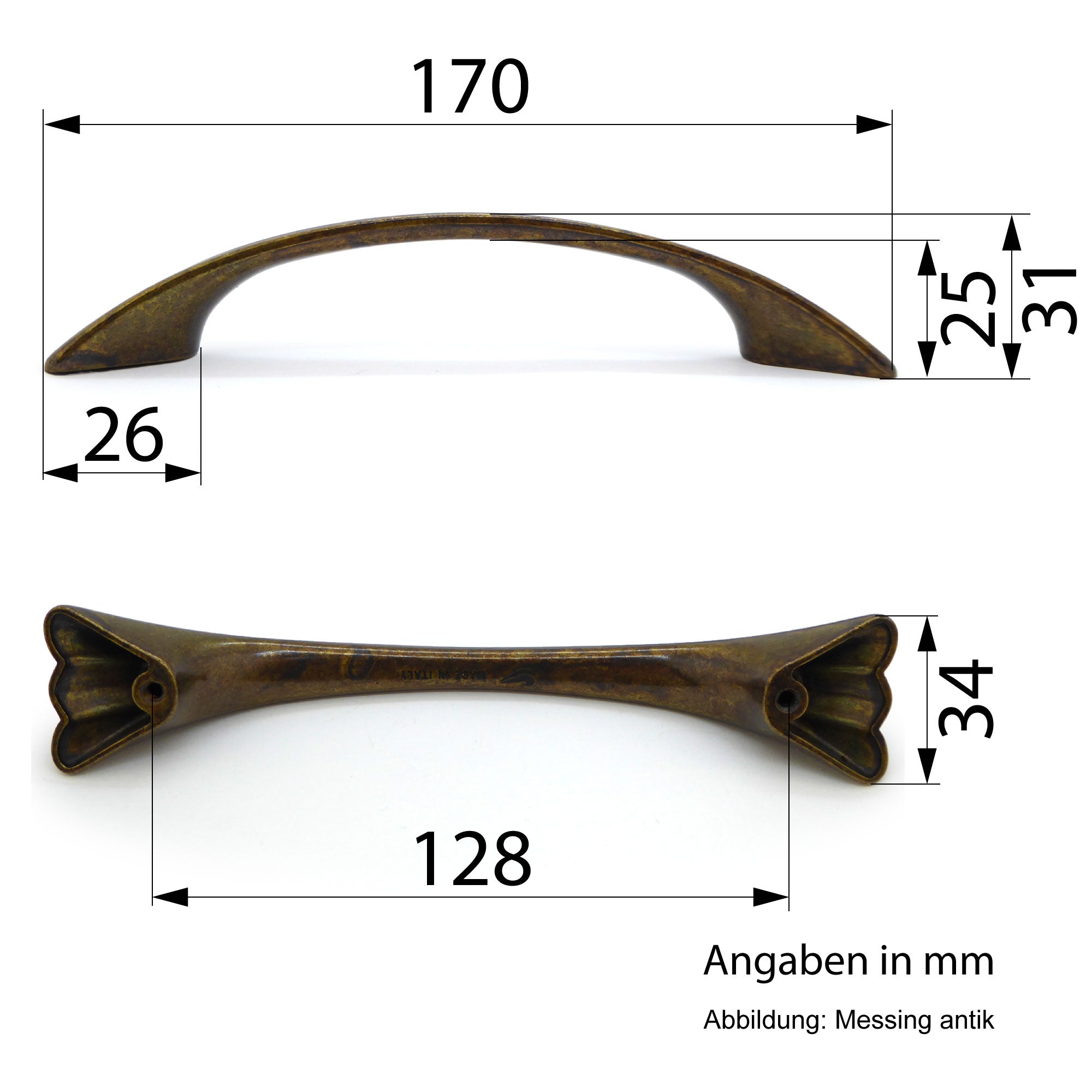 Möbelgriffe NATURA Messing Antik groß