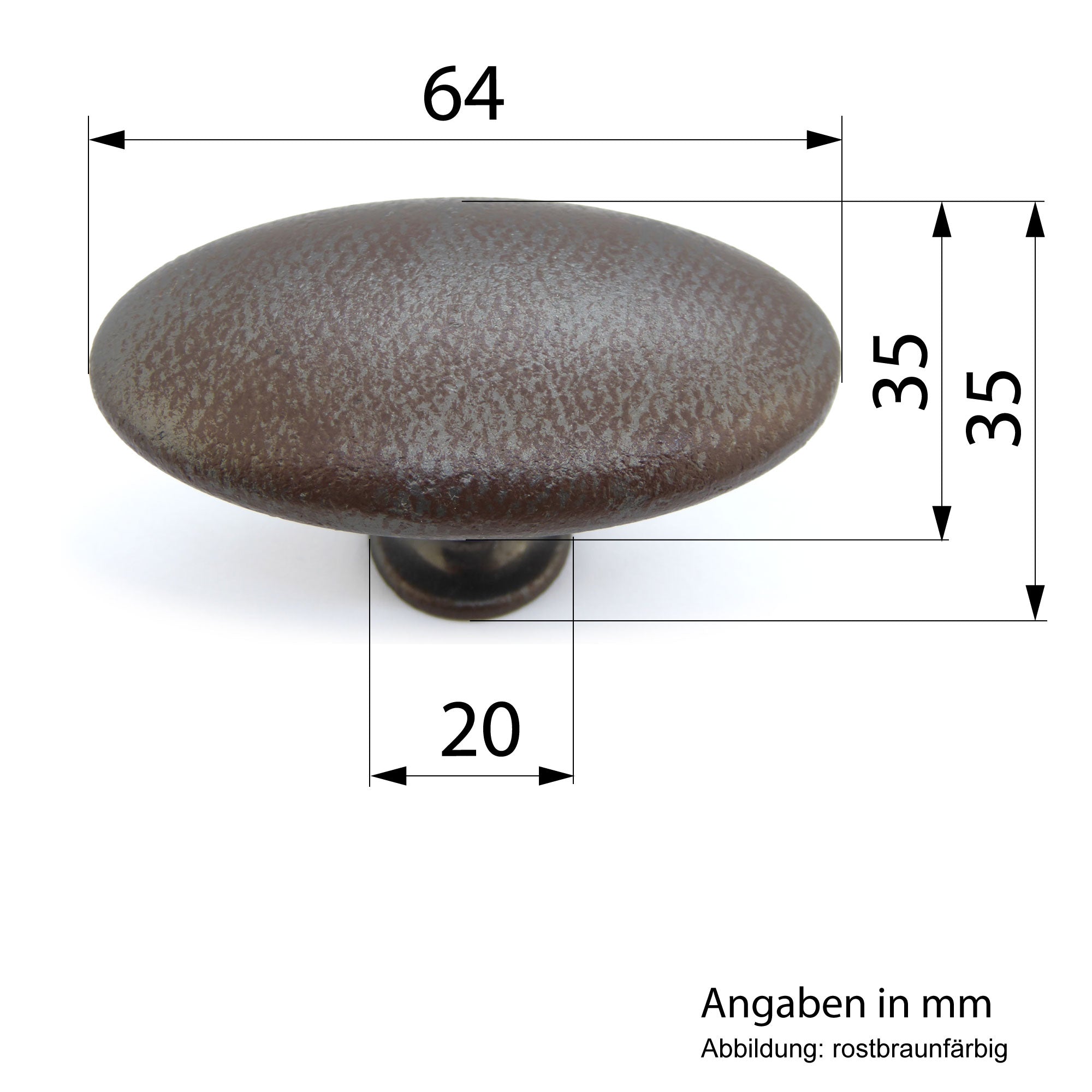 Möbelknauf PEDINA rostbraunfärbig