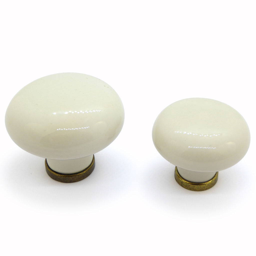 Landhausstil Porzellanknopf creme groß Florence Ø 35 mm