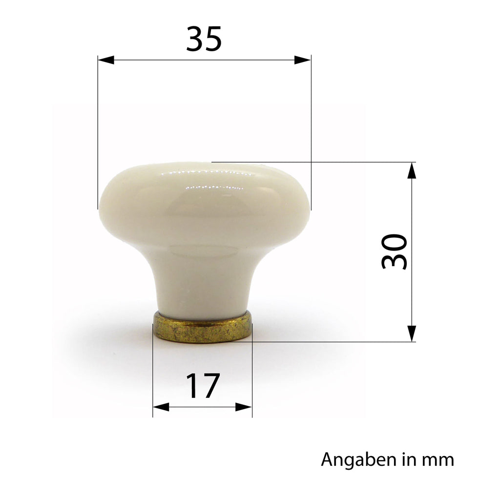 5 Stück Landhausstil Porzellanknopf creme groß Florence Ø 35 mm