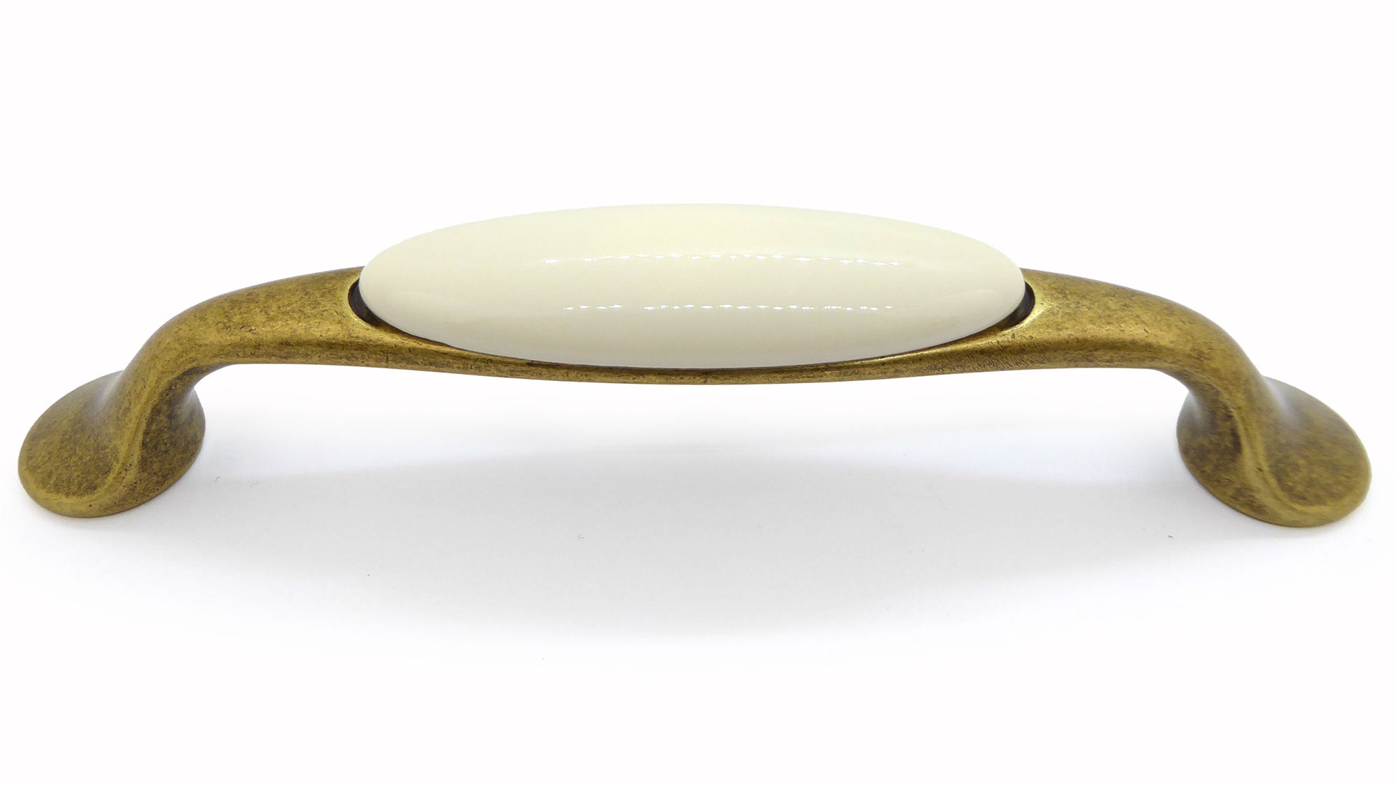 Landhausstil Bogengriffe mit Porzellan-Inlay creme Florence