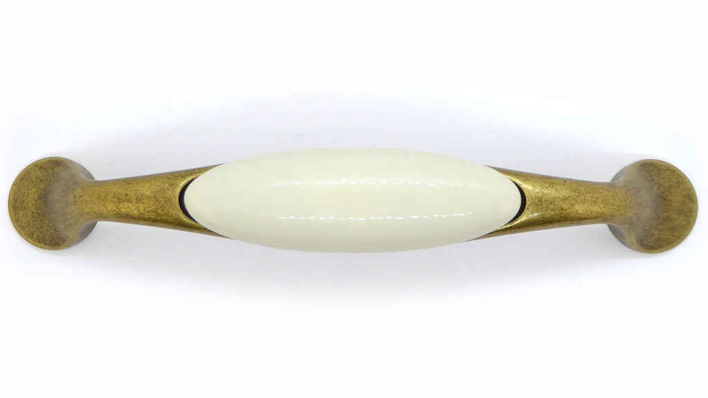 Landhausstil Bogengriffe mit Porzellan-Inlay creme Florence