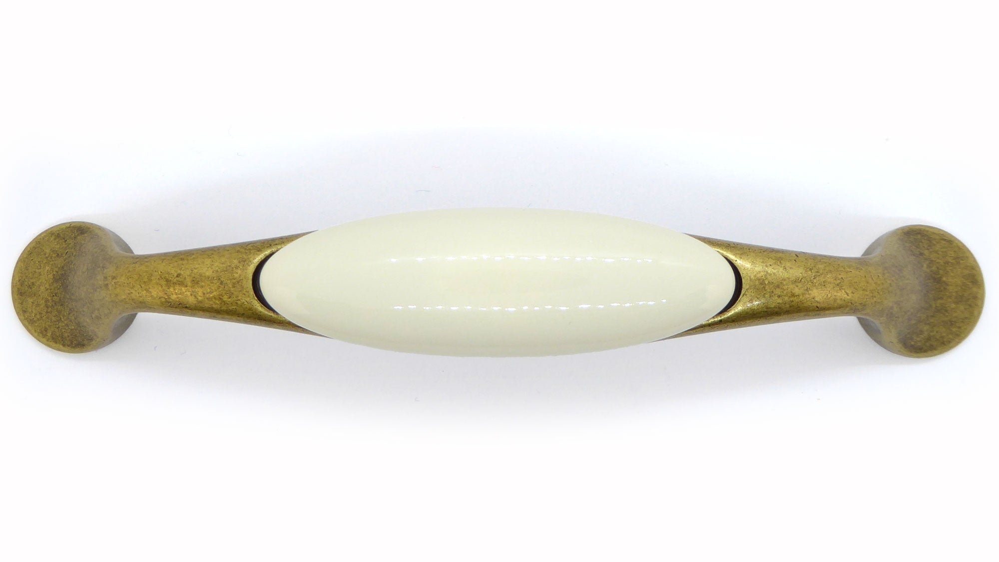 Landhausstil Bogengriffe mit Porzellan-Inlay creme Florence